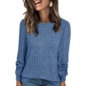 Automne mode affaires décontracté femmes à manches longues col rond tunique hauts chandails avec pull de Style décontracté pour le temps d'hiver - Product Image 2