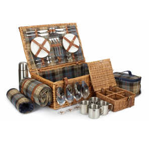 Deluxe 4-Person Ravenstor Fitted <b>Wicker</b> <b>Picnic</b> <b>Basket</b> Premium <b>Picnic</b> Mat for Outdoor Enthusiasts - Product Image 6