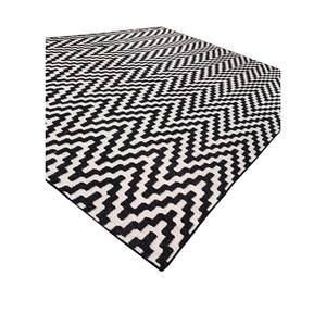 พรมขนสัตว์ทอแบนสีเทาและสีดำ Alhambra รุ่น ADWL-13287 ลายเส้นเฉียงและลายสี่เหลี่ยมผืนผ้า สำหรับบ้าน ห้องโถง ห้องนอน พรมปูพื้นจากเส้นใยปอกระเจา - Product Image 2