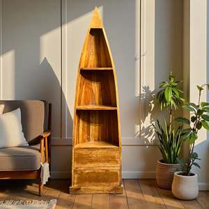 Antique Boat Style Book Rack <b>Rustic</b> Iron Foldable Bookshelf for Home Office Living Room Bedroom Dining Hotel Furniture - Product Image 2