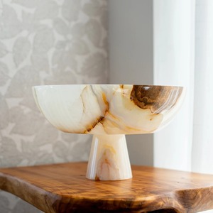 Simple Yellow Marble Decorative Display Bowl for Home Centerpiece Elegant Stone Table Decor Stylish Kitchen and Living Room - Product Image 4