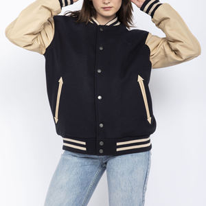 Veste universitaire en laine pour femmes en gros Veste universitaire en laine à manches longues très respirante - Product Image 1