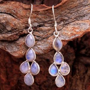 Boucles d'oreilles en pierre pour femmes Blue Fire Moonstone Gemstone Boucles d'oreilles 925 Solid Sterling Silver Girls Dangle Silver Earrings Jewelry - Product Image 2