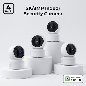 Lot de 4 caméras de sécurité WiFi intérieures 2K à 360°, marque privée OEM °   Logo personnalisé PTZ, ODM, certifié CE, directement de l'usine - Product Image 1