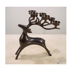 Bougeoir conique de renne de fil de métal peint en noir pour le décor de dessus de table maison Festival de noël décoratif - Product Image 3
