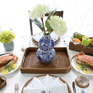Plateau de service en rotin en osier de bambou naturel de haute qualité pour ustensiles de cuisine accessoires de maison et artisanat de décoration - Product Image 6