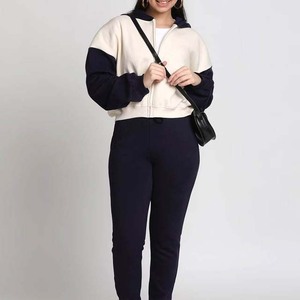 Conjunto Deportivo Informal con Capucha para Mujer, 100% Algodón, Ecológico, Transpirable, Color de Contraste, Servicio OEM ODM, Hecho a Medida - Product Image 4