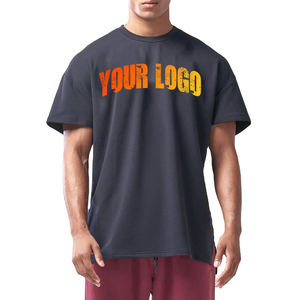 Venta al por mayor de gran tamaño de manga corta de hombro caído camisetas impresas de peso pesado 100% algodón 240 GSM Loose Fit camiseta para hombres - Product Image 1
