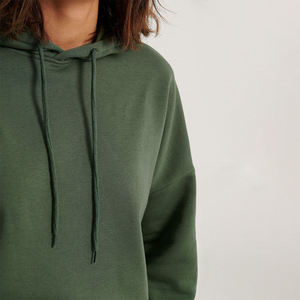 Sudadera con capucha de gran tamaño recortada para mujer 100% ropa de calle de algodón moda Boxy Drop Shoulder Premium Soft Fleece sudaderas con capucha para mujer Top - Product Image 4