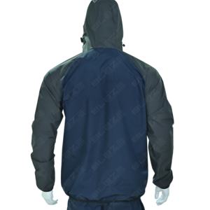 Veste coupe-vent en toile enduite pour homme, col rond, fermeture éclair latérale asymétrique, manches longues, capuche, imperméable, respirante, vêtements de sport - Product Image 5