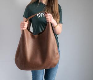 Bolso bandolera de cuero genuino para mujer, monederos y bolsos Hobo con logotipo en relieve y cierre de cremallera, 2017 - Product Image 5