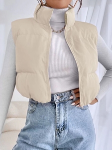 Chaleco Acolchado Premium con Cierre de Diseño Moderno, Chaqueta Corta Acolchada para Mujer, Chaqueta sin Mangas para Invierno - Product Image 2