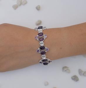 Bracelet de tennis fait main en argent sterling 925 Cadeau de mariage et de fête de créateur de meilleure qualité avec améthyste en argent sterling massif - Product Image 1