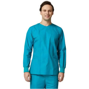 2024 alta calidad de los hombres de manga corta de verano Hospital Scrubs nuevo diseño multi-bolsillos cremallera traje de fregado de cuello alto conjuntos de fregado - Product Image 5