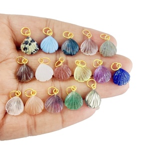 Colgante de concha de mar tallada de 12mm de Plata de Ley 925 con piedras preciosas de cuarzo de cristal, abalorio de piedra curativa Vermeil de oro para niños - Product Image 6