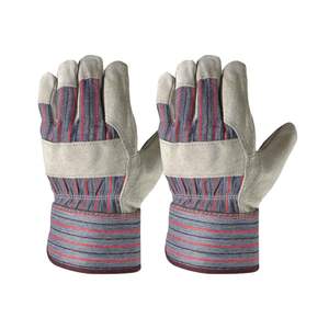 SID Patch Palm Leather Heat Resistant Safety <b>Gloves</b> 10.5" XL Grey Cowhide for Garden Use Anti-Slip Puncture-resistant - Product Image 4