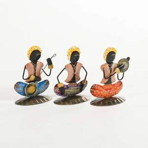 Ensemble de 3 figurines de musiciens en fer léger multicolores, installation sur table pour le salon - Product Image 5