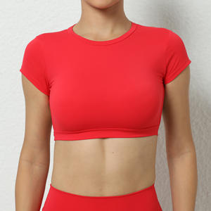 Camiseta de Yoga Corta sin Espalda de Punto para Mujer, Camiseta Deportiva Informal sin Mangas, Ligera, para Gimnasio, Fitness, Correr, Entrenamiento - Product Image 1