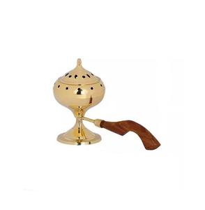 Quemador de incienso de latón de alta calidad con diseño antiguo Premium para una decoración elegante del hogar con acabado pulido dorado - Product Image 1
