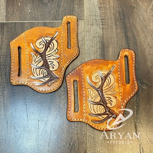 2025 New Arrival Wholesale RTS Hand <b>Tooled</b> Leather Knife Sheath for <b>Belts</b> Premium Quality Luxury Genuine Leather Knife Covers - Product Image 1