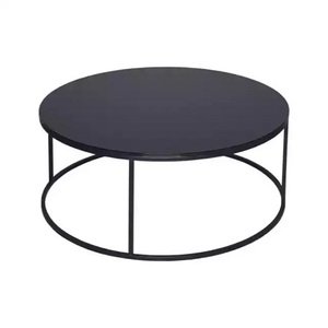 Meubles modernes Table ronde pour la maison hôtel Restaurant Table décorative couleur noire métal fer meubles thé Table basse - Product Image 3