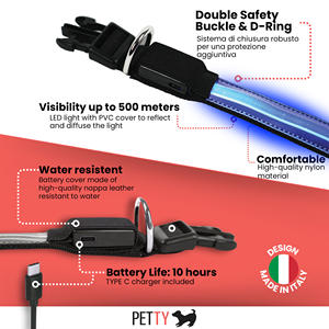 Collier pour chien PettyItalia-Collier rechargeable USB non réglable avec fermeture à boucle et bouton de sécurité - Product Image 2