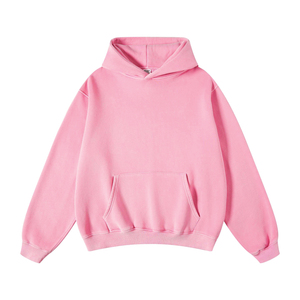 Logo personnalisé, effet délavé, vintage, écologique, molleton lourd peigné 80% coton/20% polyester, coupe oversize, doublure en molleton, capuche à l'avant, motif lettre au crochet - Product Image 2