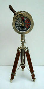 Horloge nautique de Style Antique faite à la main avec trépied horloge nautique personnalisée avec raccords en laiton et trépied en bois - Product Image 6