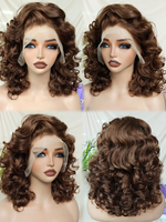 Peluca de Cabello Humano Remy con Ondas Voluminosas, Densidad 200%, Sin Pegamento, SDD 13*4, para Mujeres, Uso Diario