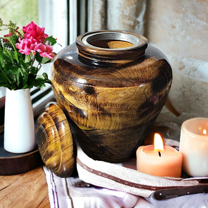 Handcrafted Mango Wood Urn Pot Design for Human And pet Pet Ashes <b>Memorial</b> <b>Keepsake</b> For Pet And Humans - Product Image 3