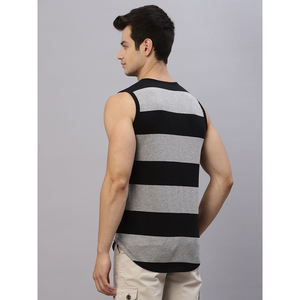 Chemises de rue de gymnastique d'été pour hommes, gilet 3D décontracté, haut de sport à col en V, t-shirts en tissu de jersey respirant sans manches - Product Image 4