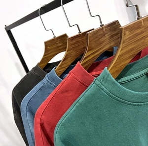 เสื้อยืดผ้าฝ้าย100% ของผู้ชายใส่ซักลายโลโก้สไตล์วินเทจสีจางโอเวอร์ไซส์ - Product Image 2