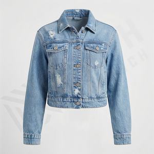 Chaqueta Vaquera Corta de Invierno para Hombre, Personalizable, OEM, de Alta Calidad, Transpirable, con Botones, Estilo Urbano, Venta al Por Mayor - Product Image 1