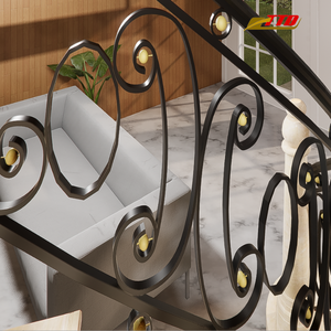 Barandillas decorativas de hierro para escaleras con volutas, perfectas para interiores clásicos y modernos, 100% ingredientes de Vietnam - Product Image 5