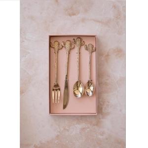 Ustensiles de cuisine de finition en acier inoxydable, ensemble de couverts entièrement en métal, outils de couverts en cuivre, ensemble de couverts brillants - Product Image 1