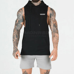 Vente en gros de sweats à capuche sans manches pour hommes fitness personnalisés sweat à capuche décontracté pour hommes mode chaude sweat à capuche personnalisé - Product Image 1