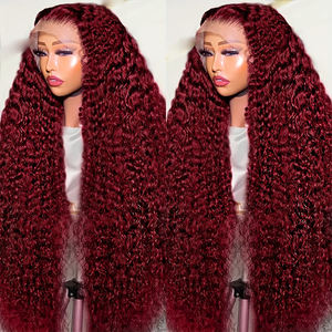 99J eau bouclée 13x4 HD dentelle frontale perruques vin rouge couleur humide et ondulé sans colle cheveux humains dentelle avant perruques brésilien <span class=keywords><strong>Virg</strong></span> - Product Image 2
