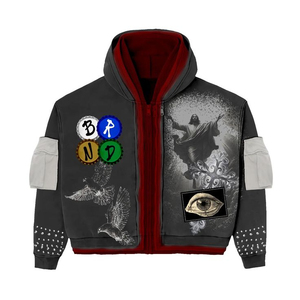Sweat à capuche décontracté tendance en coton 100% pour l'hiver, avec options de motifs imprimés - Personnalisez vos besoins - Product Image 1