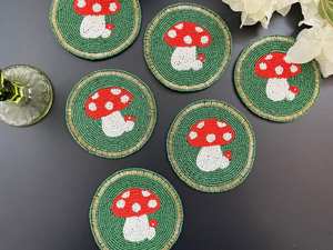 Handmade Beaded <b>Coasters</b> - Boho <b>Drink</b> <b>Coasters</b> with Polyester Backing (4x4 Inch) - Product Image 6
