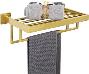 Decorative Gold Metal <b>Towel</b> Holder Modern Bathroom Accessories Elegant Wall Mounted Home Decor <b>Towel</b> <b>Rack</b> For Kitchen Bathroom - Product Image 1