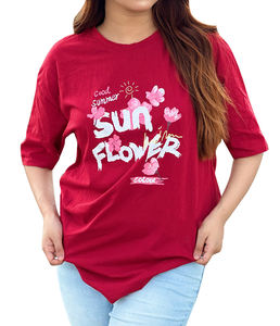 Camiseta Nueva, Elegante y Moderna de Alta Calidad para Mujer, Holgada, con Hombros Caídos, Cuello Redondo, Diseño Personalizado, 100% Algodón, Precio Económico al por Mayor - Product Image 2