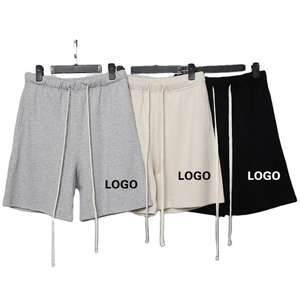 Pantalones Cortos Casuales de Verano para Hombre al por Mayor, 100% Algodón, Color Negro Oscuro, Logotipo Personalizado, Cintura Elástica Tejida, Largo hasta la Rodilla, Sólidos - Product Image 6