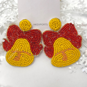 Pendientes de cuentas de campana de lazo encantador de oro, joyería festiva de vacaciones con acentos de cascabel, regalos únicos hechos a mano para bodas y fiestas - Product Image 3