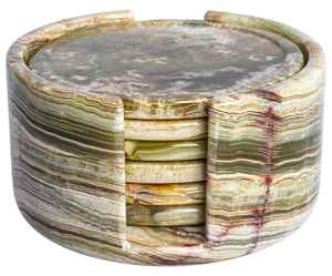 Ensemble de 6 sous-verres en onyx vert faits à la main, ronds, 4 pouces, sous-verres en pierre naturelle, décoration d'intérieur - Product Image 2