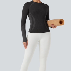 Chemises de sport sans couture pour femmes, hauts d'entraînement à manches longues, hauts de yoga à séchage rapide, légers, respirants, écologiques - Product Image 6