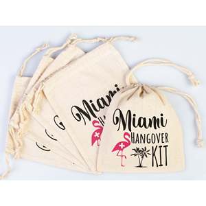 Bolsas Personalizadas de Algodón Orgánico para Kits Antiresaca, Bolsas de Recuperación Serigrafiadas para Fiestas y Bodas, para Manualidades y Juguetes - Product Image 1