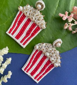 Boucles d'oreilles au crochet avec broderie, boucles d'oreilles multi-perles personnalisées, bijoux de fête pour femmes au meilleur prix, boucles d'oreilles à perles - Product Image 1