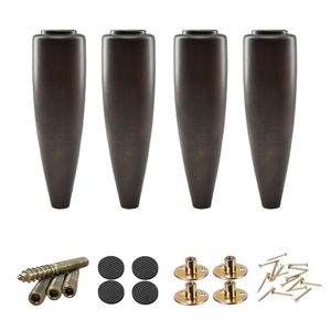 Pieds de meubles en bois massif robustes et coniques pour canapé et lit, finition foncée, usage chambre à coucher, fabricant OEM sur mesure - Product Image 5