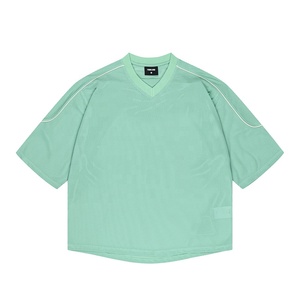 Custom Print Embroidered Logo Oversized Mesh Football T-Shirt Men Retro Piping V-Neck Breathable <b>Soccer</b> Jersey High Quality - Product Image 5