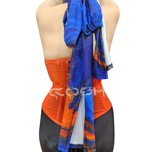 Fabricant sur mesure de corsets en satin orange pour femmes avec fermeture éclair sur le devant et bonnets de soutien-gorge imprimés en tissu doux - Product Image 6